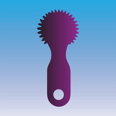 Purple coconut scraper with a gradient background for kitchen use