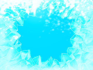Abstract Frozen World: An artistic display showcasing a captivating world of ice with brilliant blue hues, with a central open space.