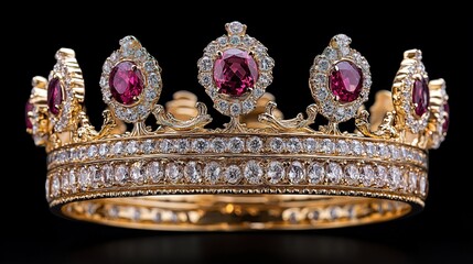 Gold Crown Adorned with Rubies and Diamonds