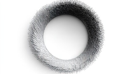 3D Rendered Circular Structure with Spiky Texture on White Background