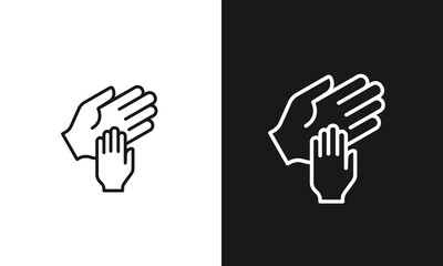 Obraz premium Care and Support Icon with Adult and Child Hands Symbolizing Protection, Family, and Guidance