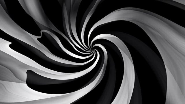A dynamic optical illusion backdrop with swirling black-and-white spirals that twist into a vortex-like form, generating a mesmerizing hypnotic pull that appears to move inward and outward