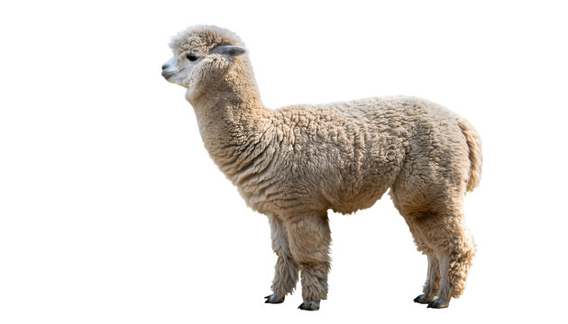 Alpaca standing side view with transparent background