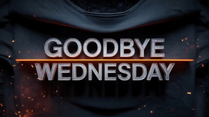 Goodbye Wednesday greeting design with orange line and dark background