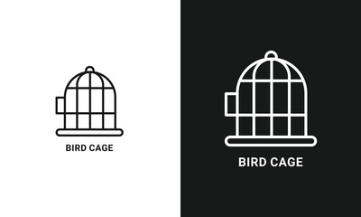 Naklejka premium Bird Cage Line Art Icon for Pet Shops, Avian Care, and Animal Enclosures