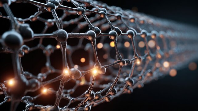 Futuristic molecular structure with glowing energy