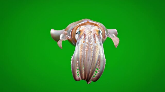Cuttlefish on Green Screen - A Deep Dive into Marine Life.