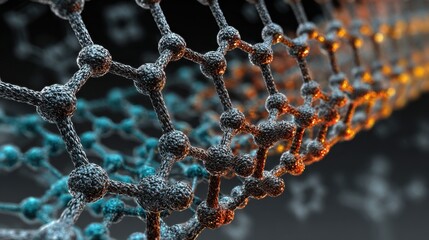 Molecular structure atomic bond network close up