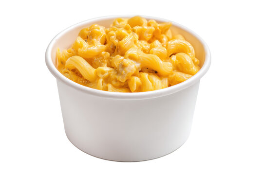 Delicious fusilli pasta in a white container isolated on transparent background. Delicious pasta in a white container overhead view isolated on white background.