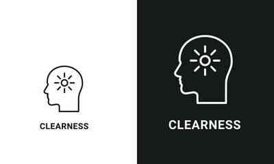 Mental Clarity and Enlightenment Icon with Human Head Profile and Sun Symbol for Mindfulness