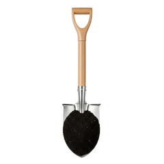 Shovel with Heart-Shaped Soil on White Background