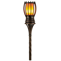 Ornate Bronze Torch with Flickering Flame Light