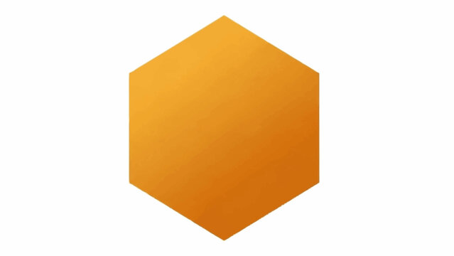Modern golden elongated hexagon graphic element. A simple geometric vector shape with a smooth orange gradient, perfect for a logo, icon, or abstract design background