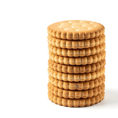 Stack of Round Biscuits on White Background