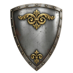 Ornate Medieval Shield with Gold Fleur-de-lis Embellishments