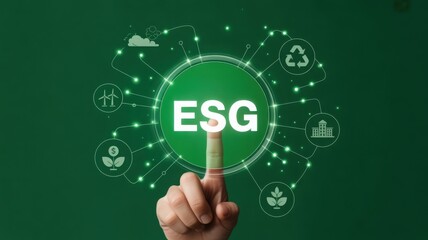 ESG concept with an index finger touching on it