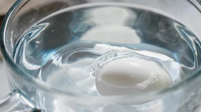 White Egg Submerged in Water: Bubbles, Freshness, and Culinary Concept