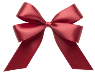 Isolated red Christmas ribbon bow, luxury style, transparent background