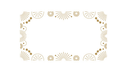 Elegant golden botanical frame with tropical leaves and abstract floral motifs on a light background