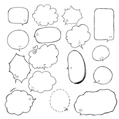 顔つきのモノクロ吹き出し