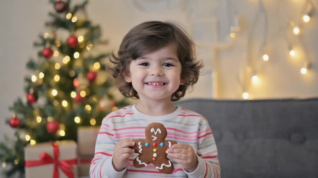 Child with a gingerbread cookie.