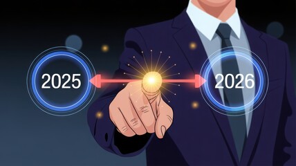 Business person choosing future strategy, concept of planning and time management