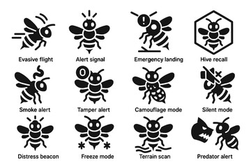Fototapeta premium Mode alert camouflage robotic terrain bee detection emergency safety distress silent icon