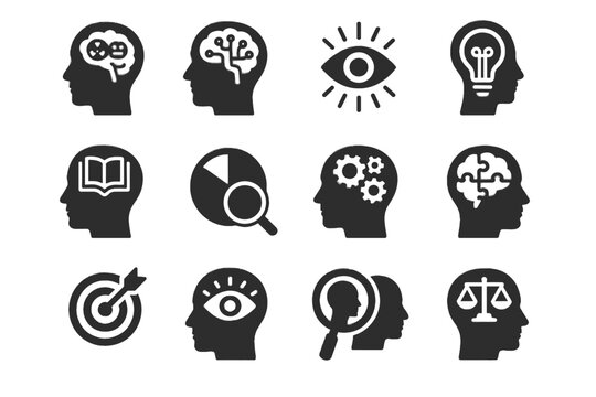 Mind icons vector reflection attention map reasoning logic focus analysis icon creativity