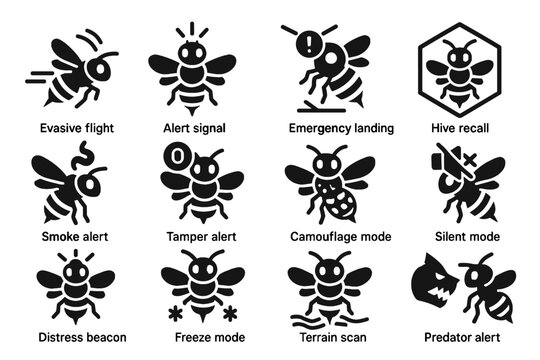 Mode alert camouflage robotic terrain bee detection emergency safety distress silent icon