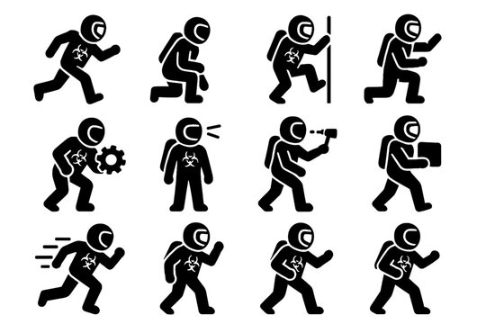 Vector climbing scan object turning gear icon action bio suit pose