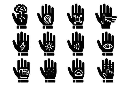 Harvesting prediction energy glove scripting layering infrared access vector icon icons ai