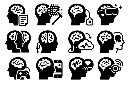 Vector visualization remote technology icon immersive dream ai interface futuristic state training