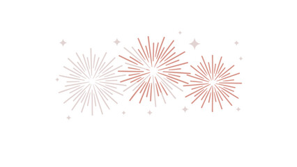 Fototapeta premium Abstract celebration of fireworks in white and pink bursting in a festive display against a clean white background