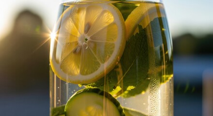 Refreshing Infused Water with Lemon Mint and Cucumber
