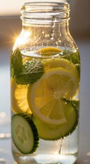 Refreshing Infused Water with Lemon Mint and Cucumber
