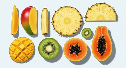 Stylized Sliced Tropical Fruits