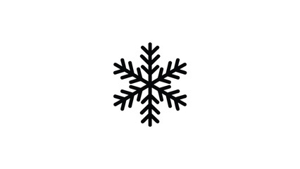 Simple black silhouette of a stylized snowflake icon on a clean white background for winter and cold weather concepts