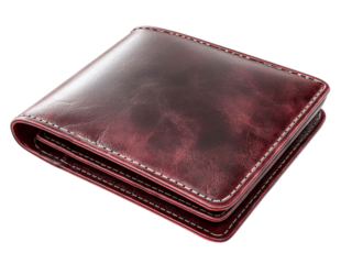 PNG of Elegant brown leather wallet, showcasing a classic design with fine stitching and a rich texture.