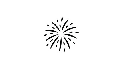 Simple hand drawn black line art illustration of a bursting firework exploding against a white background
