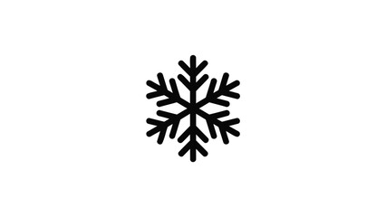 Simple black snowflake icon on a clean white background representing cold weather and winter season symbol