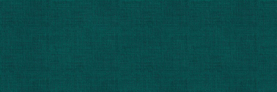Teal green color fabric background &ndash; seamless texture of cloth textile material. Long wide natural canvas backdrop of woven linen cloth swatch.