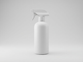 Sleek minimalist white spray bottle perfect for showcasing product mockups, cleaning solutions, or cosmetic packaging in a modern and clean style