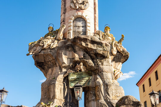 Triumph column of St. Raphael in Cordoba, Andalusia, Spain