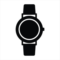 Wristwatch silhouette icon in solid black design