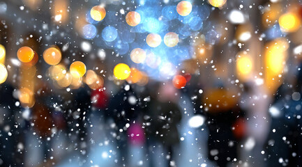 Obraz premium New Year's Eve Old Arbat in Moscow. Christmas pedestrian street.