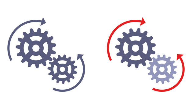 Complex mechanism with gears. Flat illustration.