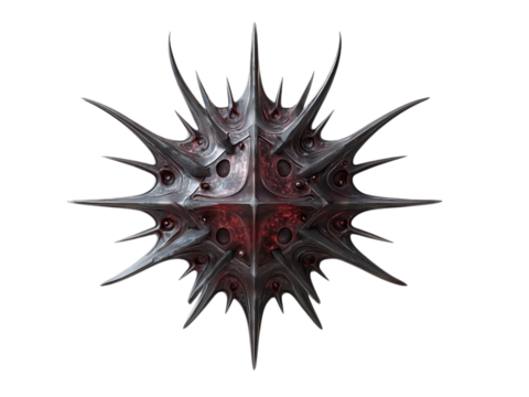 PNG of Abstract dark spiky object with sharp edges and a glossy surface, creating an intriguing and menacing appearance.
