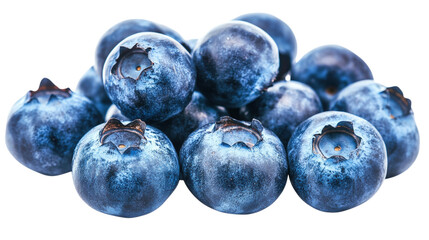 Pile of fresh blueberries isolated on a transparent background