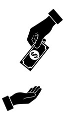 Handing Over Money - Financial Transaction Illustration.