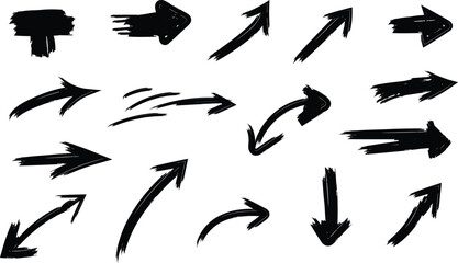 Black Grunge Arrow Set on White